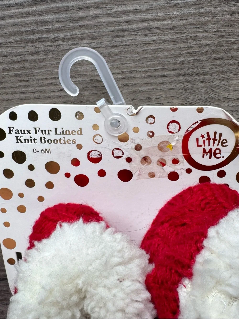 Little Me Red Knit Sherpa-Lined Baby Booties